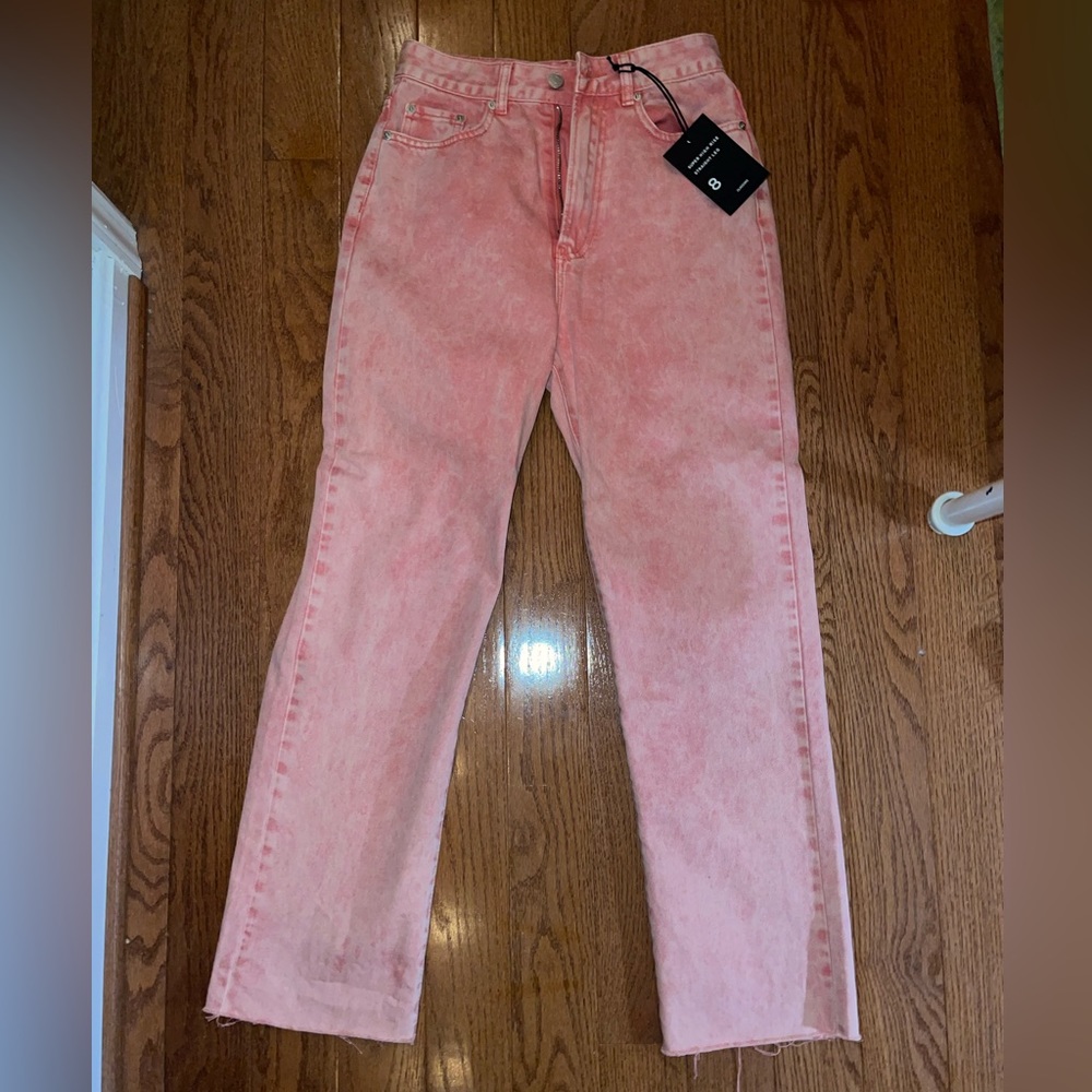 GLASSONS Super High Rise Straight Leg Denim Jeans - Size US 4, Color: Pink